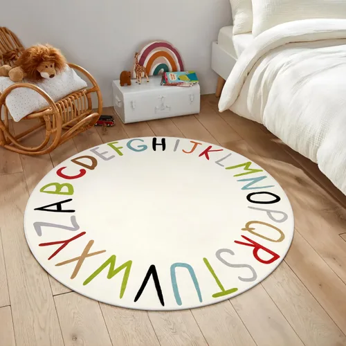 Miniatura 15 de LIVEBOX ABC Play Room - Alfombra redonda para niños, alfombra grande y colorida para guardería, alfombra de área de arcoíris para aula, alfombras