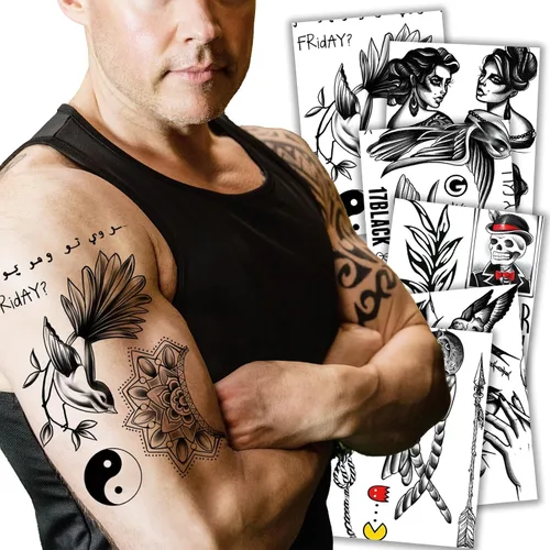 Miniatura 11 de Kotbs 6 hojas de tatuajes temporales realistas de animales realistas para hombres y mujeres, calcomanías de tatuaje impermeables para adolescentes