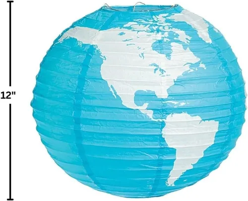 Miniatura 2 de Fun Express Juego de 3 linternas de papel colgantes de globo terráqueo de 12 pulgadas, decoraciones de fiesta, globos y decoración divertida VBS 2026