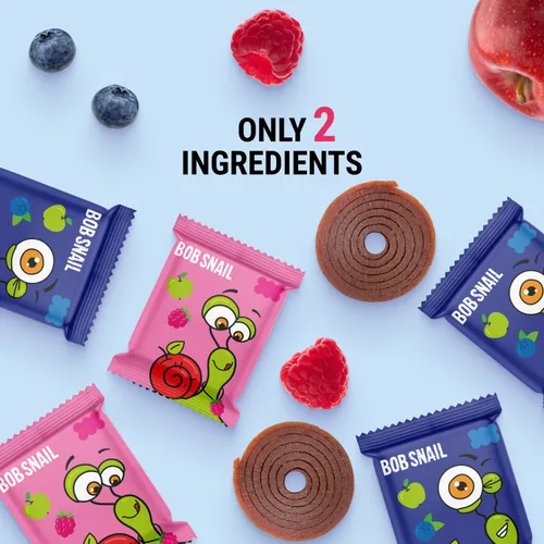 Miniatura 3 de Bob Snail Rollos de frutas – Arándanos y frambuesa, 50 unidades, aperitivos de frutas naturales, veganos, sin azúcar añadido, aperitivo para niños