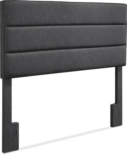 Miniatura 14 de Serta Palisades - Cabecero acolchado tapizado, marco de altura ajustable, diseño moderno copetudo, tela suave con textura de lino, tamaño Queen, Azul
