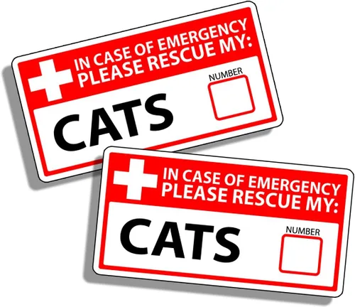 Calcomanías de advertencia de emergencia de primeros auxilios para gatos y gatitos, rescate de seguridad, bombero, fuego, animales, ayuda a salvar