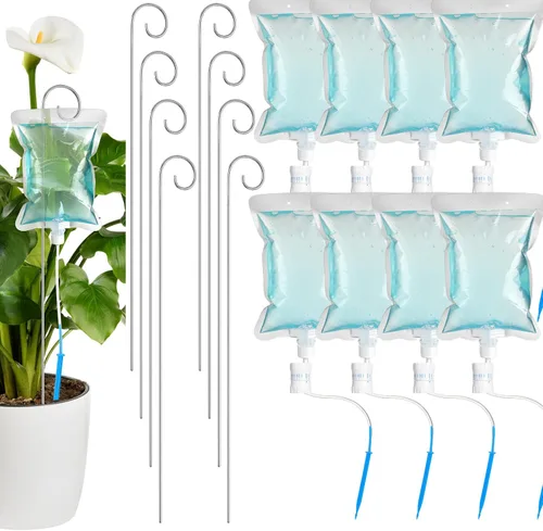 Miniatura 7 de Norme Juego de 6 piezas de riego por goteo para plantas, bolsa de agua de goteo de 500 ml (16.9 fl oz), regador de plantas con estacas de varilla