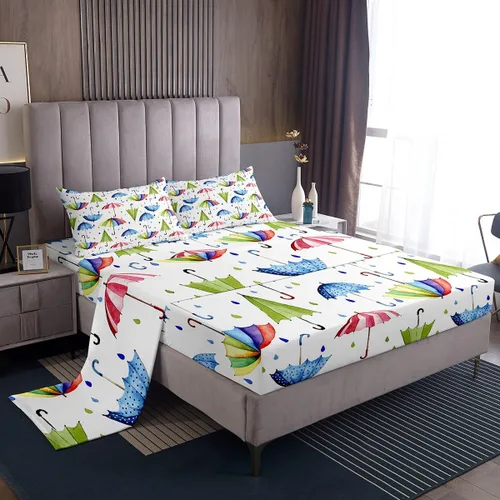 Miniatura 33 de Erosebridal Juego de sábanas de fresa, tamaño individual, diseño de fresa rosa para niñas y niños, sábana bajera ajustable de frutas tropicales