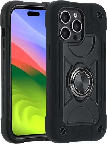 Miniatura 85 de MARKILL Funda compatible con iPhone 15 de 6.1 pulgadas con soporte integrado, [grado militar resistente de cuerpo completo] protección contra Rosa