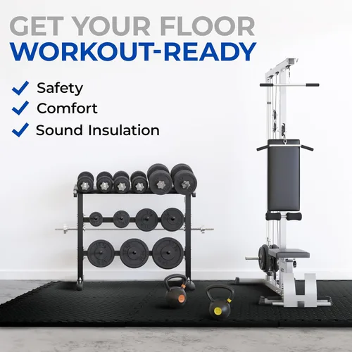 Miniatura 5 de Tapete de ejercicio de rompecabezas de 1.25 pulgadas, azulejos de espuma EVA entrelazados para gimnasio en casa, tapete para equipo de entrenamiento