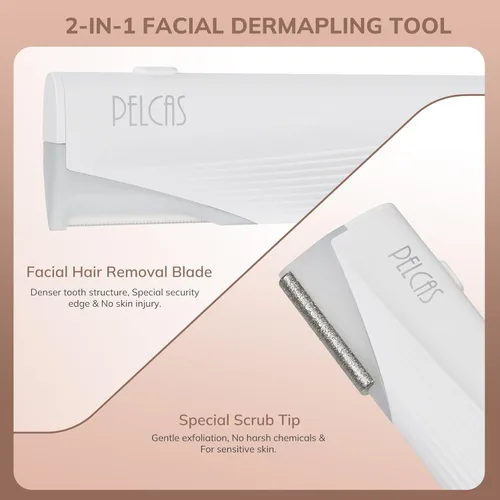 Miniatura 4 de PELCAS Herramienta eléctrica de dermaplaning para cara con luz LED, mini kit de maquinilla de afeitar de dermaplaning facial, sin dolor de 3 Blanco