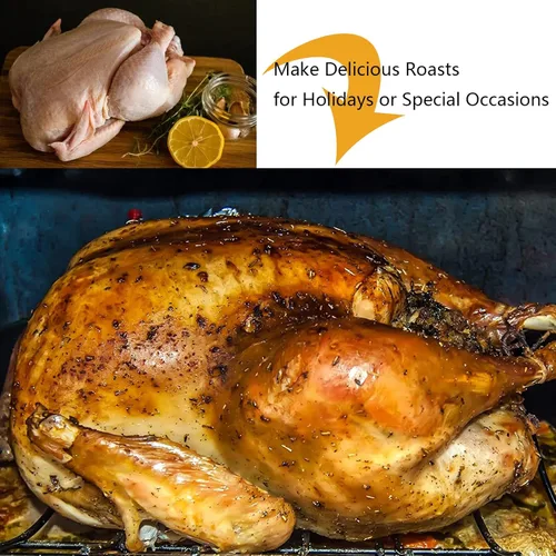 Miniatura 4 de Kitcom - Sartén para asar antiadherente con estante, juego de asador rectangular de 16 pulgadas x 11.5 pulgadas para asar pavo, pollo, carne