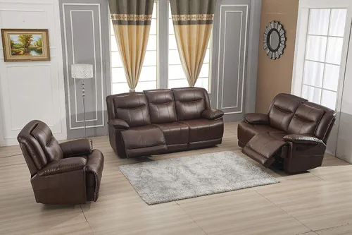 Miniatura 11 de Betsy Furniture Juego de sofá reclinable de cuero regenerado para sala de estar 8006 (marrón, silla planeadora)