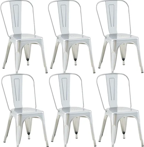 Miniatura 41 de Juego de 8 sillas de comedor de metal, sillas apilables estilo tolix con respaldo, diseñadas para el comedor diario, en interiores, cocina y comedor