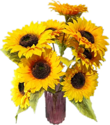 UKELER Girasoles artificiales amarillos de 23 pulgadas de altura, flores falsas hechas a mano con tallos de girasoles para decoración de bodas,