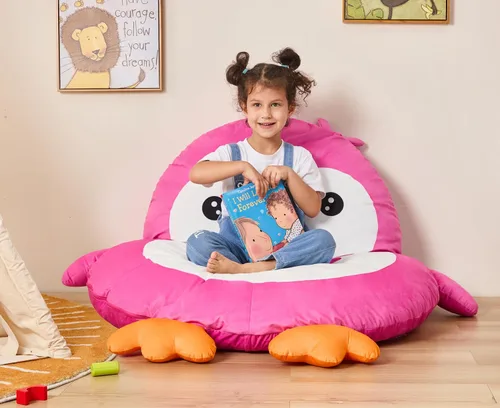 Miniatura 15 de Hobestluk Puf - Cojín de suelo para puf, puf para adultos, tumbona para sala de estar, dormitorio o sala de juegos (negro, mediano, pingüino)