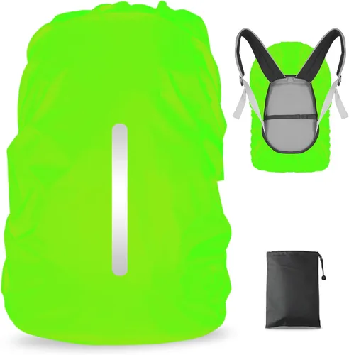 Miniatura 14 de LAMA Paquete de 2 fundas impermeables para mochila, protector reflectante a prueba de lluvia para antipolvo y antirrobo, tamaño M