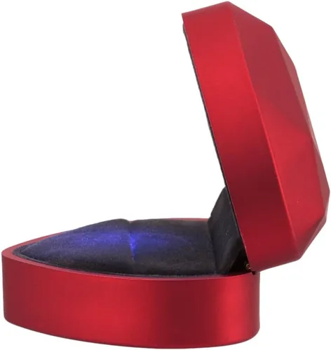 Miniatura 2 de Naimo Caja de anillo de compromiso, aretes, monedas, caja de anillos con luz LED para propuesta, compromiso, regalo de boda (rojo)
