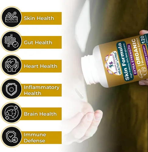 Miniatura 4 de Cancer Sciences Suplemento de bienestar de la piel, suplemento de hongos con extracto orgánico certificado por USDA, extra fuerte 1,500 mg