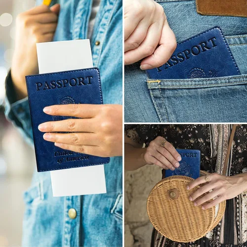 Miniatura 6 de Alsa Combo de portatarjetas de pasaporte y vacunación, funda con ranura para tarjeta de vacunación CDC, protector organizador de documentos de viaje