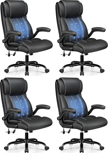 Miniatura 19 de BESTFAIR Silla de Oficina Ergonómica - Silla de Escritorio para Computadora, Sillas Ejecutivas de Cuero con Respaldo Alto, Soporte Lumbar Ajustable