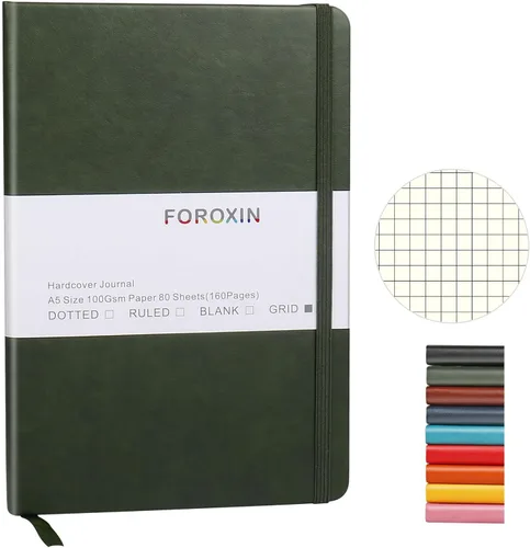 Miniatura 36 de Cuaderno de diario en blanco, negro, 160 páginas, tamaño mediano de 8.3 x 5.7 pulgadas, papel grueso de 3.53 oz/m², tapa dura