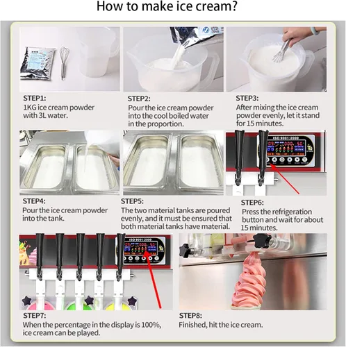 Miniatura 6 de Kolice ETL Commercial 3 sabores, máquina de helado suave de yogurt de gelato-2+1 sabores mixtos, tanques superiores refrigerados, encimera, conteo