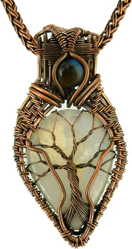 Miniatura 28 de Impresionante collar con colgante de árbol de la vida de cobre con piedras preciosas hechas a mano y cadena de 20 pulgadas, perfecto