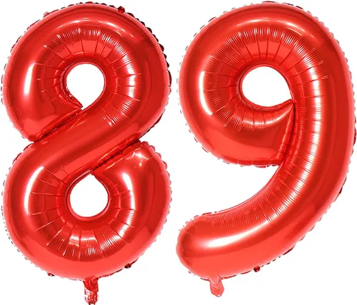 Miniatura 84 de Globo de helio rojo del número 10 de 40 pulgadas, autosellado para decoración de fiesta de cumpleaños y decoración de fiesta de aniversario (rojo 10)