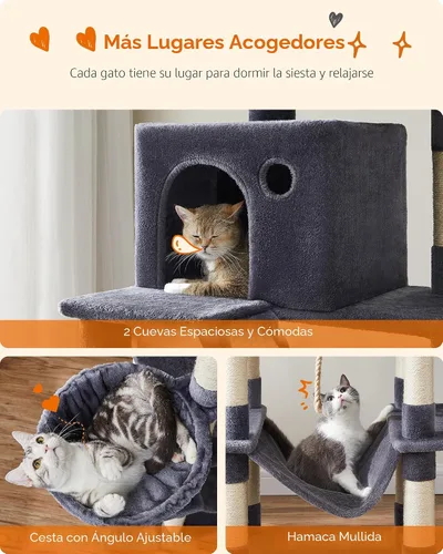 Miniatura 4 de Feandrea Árbol para gatos, torre grande para gatos de 81.1 pulgadas, condominio de felpa de varios niveles con 13 postes rascadores, 2 perchas, 2
