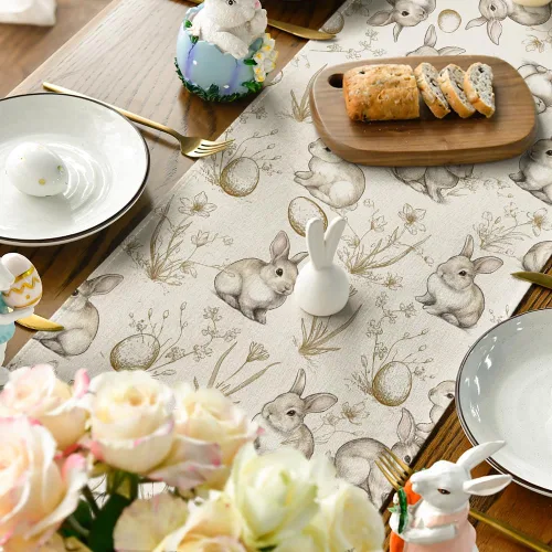 Miniatura 4 de Artoid Mode Camino de mesa de Pascua floral de 7.33 oz/m² (7.41 oz/m²), flores de primavera de temporada, decoración de mesa de comedor