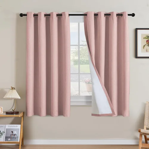 Miniatura 124 de H.VERSAILTEX Cortinas opacas de lino de 63 pulgadas de largo, 100% absolutamente opacas, con aislamiento térmico, con textura de lino, con ojales