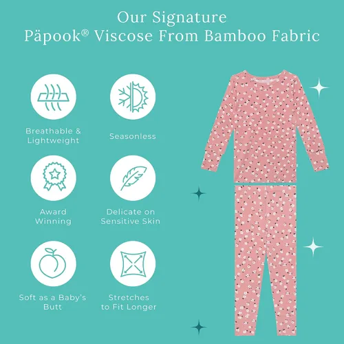 Miniatura 31 de Posh Peanut Pijamas para niñas, suaves, de viscosa de bambú para niños, pijamas a juego de manga larga para niñas