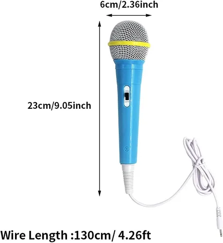 Miniatura 3 de Micrófono con cable, micrófono dinámico de 0.138 in, conector ligero, sin batería, para niños, máquina de cantar para el hogar (azul), tamaño libre