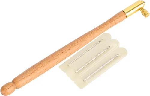 Miniatura 7 de Ganchos de madera francesa, aguja de bordado francés de ganchillo, mango con 3 agujas, juego de herramientas francesas antibordadas para bordar