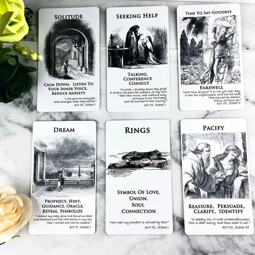 Miniatura 6 de [Romeo & Julieta] Baraja de cartas Oráculo de amor, cartas de tarot con significado en ellas, Oracle Deck responde todo sobre el amor