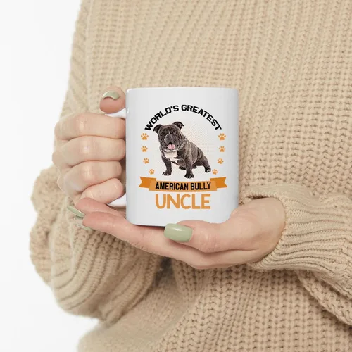 Miniatura 3 de World's Greatest Brindle American Bully Dog Tío Regalos para Unkie Taza de café divertida Taza de té de cerámica blanca de 11 oz Regalos