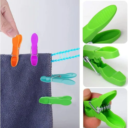 Miniatura 6 de 48 alfileres de ropa, pinzas de colores para sujetar con abrazadera, pasadores de plástico resistentes al aire libre, clips antideslizantes