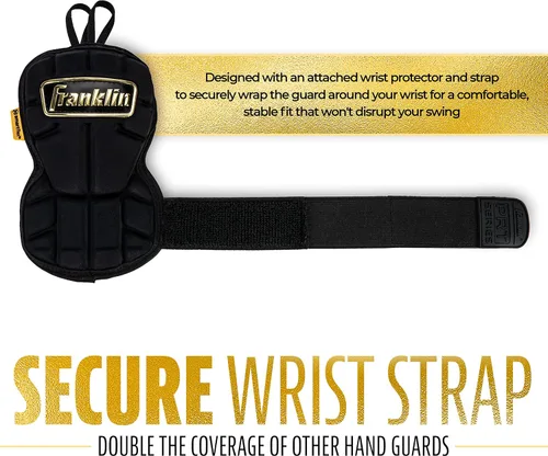 Miniatura 7 de Franklin Sports Guantes Protectores de Mano y Muñeca para Béisbol - Serie PRT LG, Protector para Adultos para Batear - Escudo Protector para Negro
