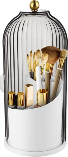 Miniatura 7 de Organizador Soporte de Brochas de Maquillaje, Soporte de Brochas de Maquillaje Giratorio 360°, Material Resistente al Polvo e Impermeable y con 3