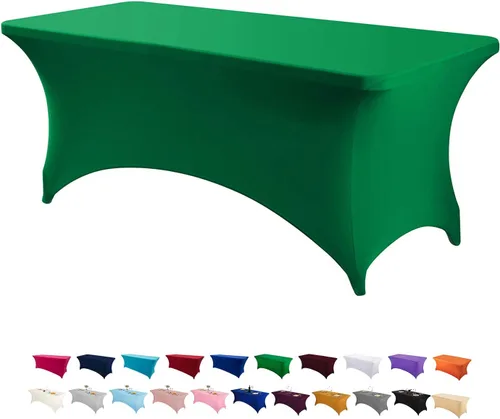 Miniatura 13 de Peomeise - Funda de mesa de elastano de 4 pies, mantel rectangular elástico de elastano (verde manzana, 4 pies)