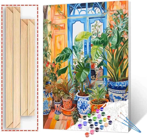 Miniatura 57 de Kits de pintura por números para adultos principiantes, pintura al óleo sobre lienzo de 16 x 20 pulgadas, lámpara de flores y óleo, pigmento 4-Art-06