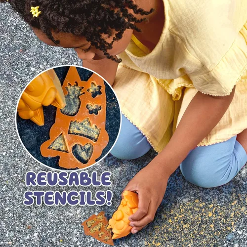 Miniatura 5 de Bluey Sidewalk Chalk y plantillas reutilizables, kit de arte de 4 piezas