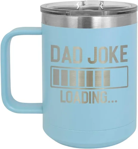 Miniatura 7 de DAD JOKE LOADING Taza de café roja de 15 oz con tapa deslizante Taza de café de viaje aislada Ideas de regalos del día del padre de hijo o hija