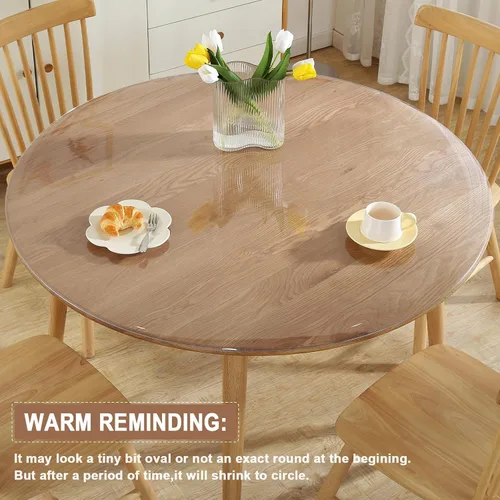Miniatura 5 de LovePads Protector de mesa redondo transparente de 24 pulgadas, protector de mesa de 2 mm de grosor para comedor, cubierta de mesa impermeable