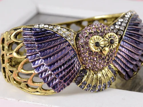Miniatura 2 de Alilang - Brazalete con diseño de búho, color morado pintado, multicolor