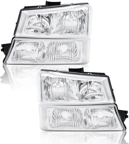 Miniatura 14 de G-PLUS Faros delanteros compatibles con Chevy Avalanche 1500 2500/Ajuste Chevy Silverado 1500 2500 HD 3500 2003-2006, lente transparente, carcasa