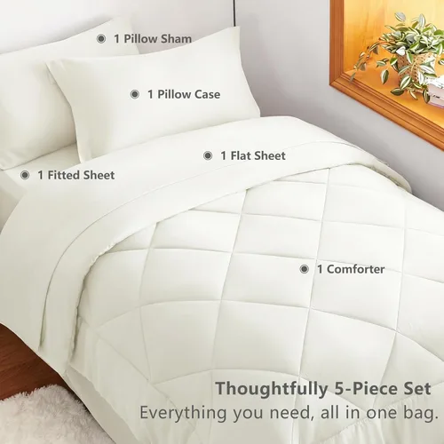 Miniatura 372 de CozyLux Juego de edredón tamaño King, color naranja quemado, toda la ropa de cama en una sola bolsa, 7 piezas: edredón, fundas de almohada