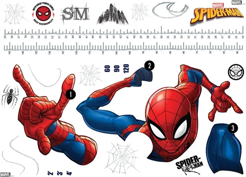 Miniatura 4 de RoomMates RMK5168GC Spider-Man Gráfico de Crecimiento Calcomanías de Pared Gigantes (despegar y pegar), Rojo, Azul