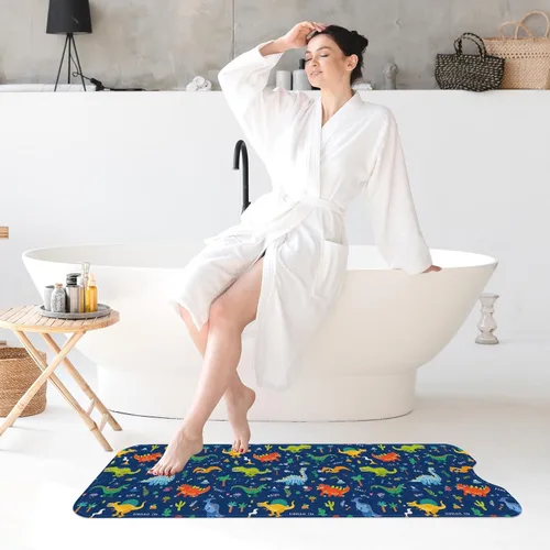 Miniatura 7 de Alfombra de baño para bebé para niños, lindo dinosaurio animal de 40 x 16 pulgadas, extra larga, antideslizante, con dibujos animados