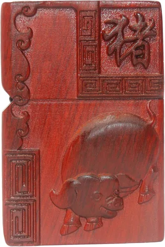Miniatura 26 de Caja de carcasa de madera natural tallada en palisandro Huanghuali para módulo Zippo (Zodíaco Caballo)