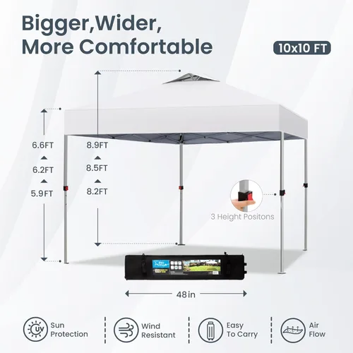 Miniatura 6 de PHI VILLA Tienda de campaña desplegable de 10 x 10 pies para exteriores, para eventos, fiestas, tienda de campaña de 100 pies cuadrados, color blanco