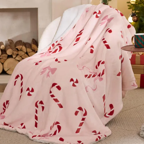 Bedsure Manta de Navidad rosa – Manta sherpa suave y cálida para sofá, cama, regalos de decoración de Navidad rosa de 50 x 60 pulgadas