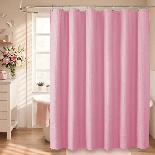 Miniatura 11 de OVZME Berry - Cortina de ducha extralarga verde de 96 pulgadas, cortina de baño de tela con textura en relieve 3D, cortina de baño grande para Verde